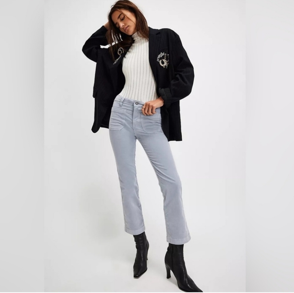 NEW FREE PEOPLE | $88 High Time Velvet Kick Flare Pants - Picture 2 of 7